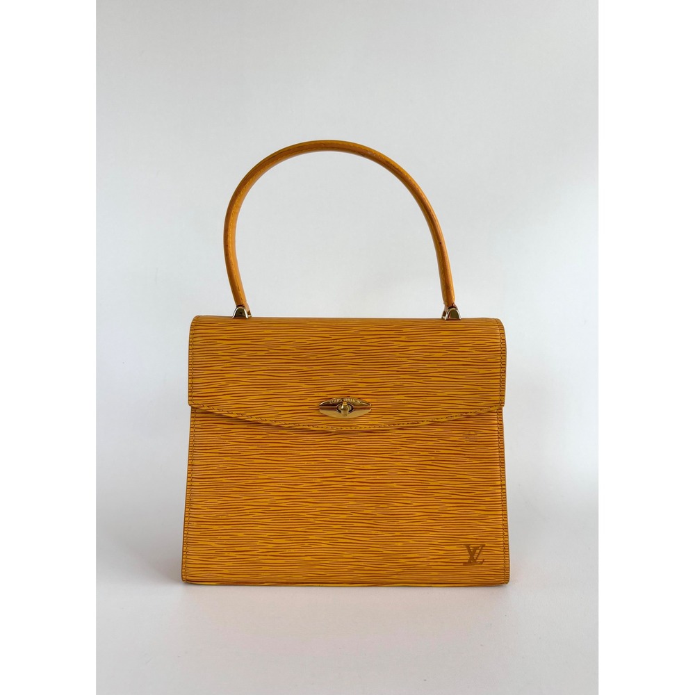 Louis Vuitton Malesherbes Epi Leather Yellow Purple Vintage 90s Handbag MI0963